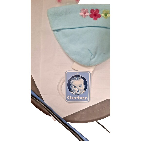 Gerber Baby Hats Set of 3 Size 0-6 Months 1 Blue Solid 2  Colorful Prints girls - Picture 4 of 5